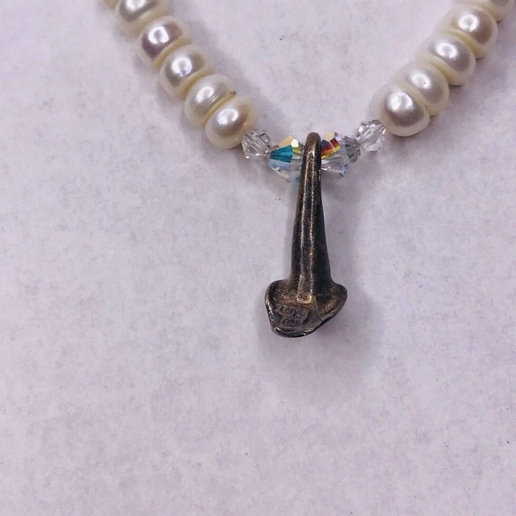 Lety G Sterling Silver Calla Lily FLower Charm Pearl Necklace Faceted Glass Bead - Picture 12 of 12